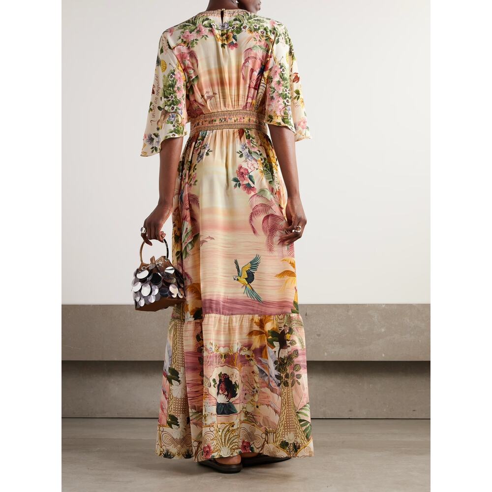 Camilla White Lotus Crystal-Embellished Silk/Satin Maxi Dress - Picture 2 of 4